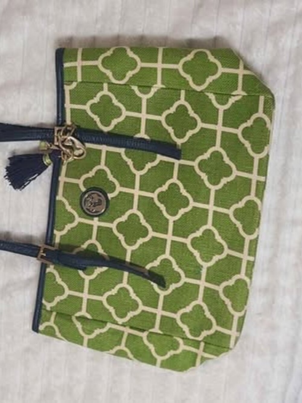 Spartina 449 Green Geometric Canvas Tote Bag